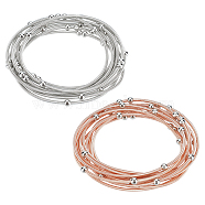 20Pcs 2 Colors Titanium Steel Satellite Chains Stretch Bracelets Set for Women, Rose Gold & Stainless Steel Color, Inner Diameter: 2-1/4 inch(5.8cm), 10Pcs/color(BJEW-UN0001-35)