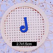 Computerized Embroidery Cloth Self Adhesive Patches, Stick on Patch, Costume Accessories, Letter, Blue, J:27x15mm(FIND-TAC0002-02J)