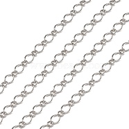Iron Handmade Chains Figaro Chains Mother-Son Chains, Unwelded, Platinum Color, with Spool, Mother link: 3.5x6mm, Son link: 2.5x3mm, 0.6mm thick, 100m/roll(CHSM021Y-N)