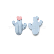 Opaque Resin Cabochons, Frosted, Cactus with Heart, Sky Blue, 25x18x6.5mm(RESI-WH0026-07B)