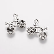 Tibetan Style Alloy Pendants, Bicycle, Antique Silver, 13.5x15.5x2mm, Hole: 1.5mm(X-PALLOY-F173-07AS)