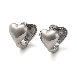 316 Surgical Stainless Steel Hoop Earrings, Heart, Stainless Steel Color, 10x8.5mm(EJEW-Q795-04P)