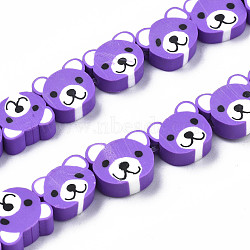 Handmade Polymer Clay Bead Strands, Bear Head, Blue Violet, 7.5~10x9~11x4mm, Hole: 1.6mm, about 37~40pcs/strand, 13.58 inch~15.35 inch(34.5~39cm)(CLAY-S096-004-01D)