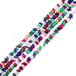 Opaque Spray Painted Glass Bead Strands, Chip, Mixed Color, 2~10x4~5x2.5~3mm, Hole: 0.9mm, about 134~135pcs/strand, 14.96 inch(38cm)(GLAA-N047-04A)