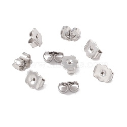 304 Stainless Steel Ear Nuts, Flower, Stainless Steel Color, 6x5.5x3mm, Hole: 0.6mm(STAS-P307-08P)