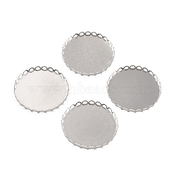 316 Surgical Stainless Steel Cabochon Tray Settings, Lace Edge Bezel Cups, Flat Round, Stainless Steel Color, 31x2.5mm(STAS-I187-01F-P)