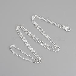 Brass Cable Chains Necklace Making, Silver Color Plated, 23.6 inch(60cm)(MAK-R019-S)