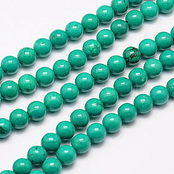 Natural Howlite Beads Strand, Round, Dyed & Heated, Turquoise, 4mm, Hole: 1mm, about 96pcs/strand, 15.35 inch(X-TURQ-G096-4mm)