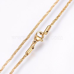 304 Stainless Steel Rope Chain Necklaces, with Lobster Claw Clasps, Golden, 19.69 inch(50cm), 1.5mm(MAK-L015-11A)