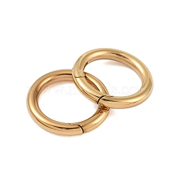 Ion Plating(IP) 316 Stainless Steel Spring Gate Rings, Rings, Real 18K Gold Plated, 28x3.8mm(STAS-M296-01G-E)