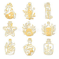 Nickel Decoration Stickers, Metal Resin Filler, Epoxy Resin & UV Resin Craft Filling Material, Golden, Bottle, 40x40mm, 9pcs/set(DIY-WH0450-124)