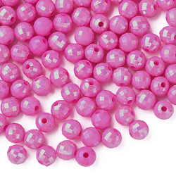 Opaque Acrylic Beads, AB Color Plated, Faceted, Round, Camellia, 6x5.5mm, Hole: 1.5mm, about 4800pcs/500g(MACR-S371-135-I09)