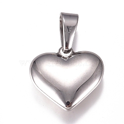 Tarnish Resistant 304 Stainless Steel Pendants, Heart, Stainless Steel Color, 19.5x20x5.5mm, Hole: 10x4.5mm(X-STAS-I135-19P)