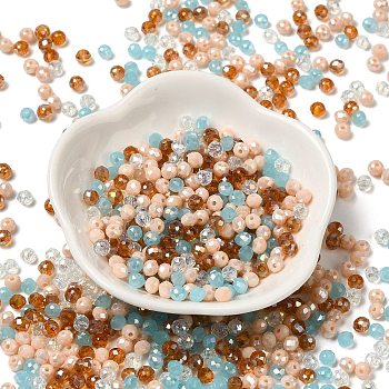 Glass Beads, Faceted, Rondelle, Light Salmon, 4x3mm, Hole: 0.4mm, about 6800pcs/500g