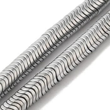 Electroplated Synthetic Non-Magnetic Synthetic Hematite Beads Strands, Wavy Disc, Platinum Plated, 6~6.5x1.5mm, Hole: 1mm, about 325pcs/strand, 16.93''(43cm)