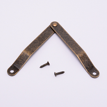 Iron Hinge, with Screw, Jewelry Box Accessories, Antique Bronze, 79x10x8mm, Hole: 3.8mm, Screw: 10.5x4.5mm, Unfold: 148x10x7mm