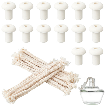 Elite DIY Candle Making Accessories, Including Cotton Wick & Porcelain Wick Plug, White, 2.5~18x0.7~2.05cm