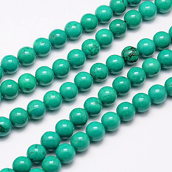 Natural Howlite Beads Strand, Round, Dyed & Heated, Turquoise, 4mm, Hole: 1mm, about 96pcs/strand, 15.35 inch