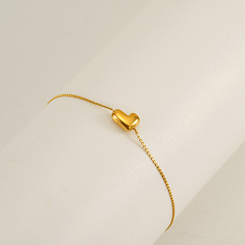 304 Stainless Steel Serpentine Chain Bracelets, Chunk Letter Link Bracelets for Women, Real 18K Gold Plated, Letter L, 6.50 inch(16.5cm), letter: 7~8.5x6~10.5mm