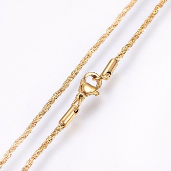 304 Stainless Steel Rope Chain Necklaces, with Lobster Claw Clasps, Golden, 19.69 inch(50cm), 1.5mm