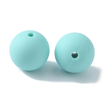 Food Grade Eco-Friendly Silicone Beads, Round, Pale Turquoise, 15mm, Hole: 2mm