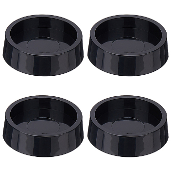 4Pcs Plastic Antislip Furniture Wheel Stopper, for Swivel Desk Chair, Flat Round, Black, 49.5x13.5mm