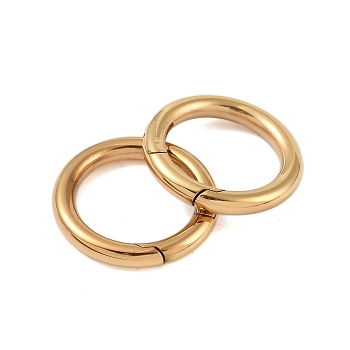 Ion Plating(IP) 316 Stainless Steel Spring Gate Rings, Rings, Real 18K Gold Plated, 28x3.8mm