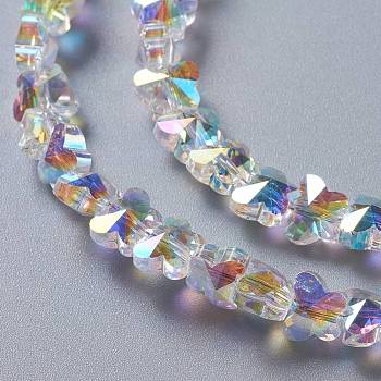 Glass Imitation Austrian Crystal Beads, Faceted Butterfly, Clear AB, 6x8x5mm, Hole: 0.9mm