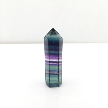 Point Tower Natural Fluorite Home Display Decoration, Healing Stone Wands, for Reiki Chakra Meditation Therapy Decos, Hexagon Prism, 70~80mm