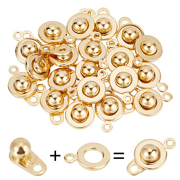 20Pcs 201 Stainless Steel Snap Clasps, Real 24K Gold Plated, 15x9x5mm, Hole: 1.5~1.8mm