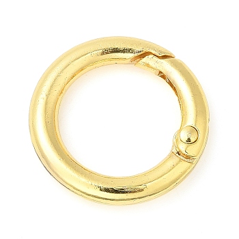 Rack Plating Brass Spring Gate Rings, Round Ring, Lead Free & Cadmium Free, Long-Lasting Plated, Real 18K Gold Plated, 6 Gauge, 25x4mm