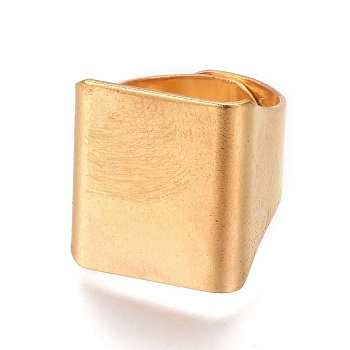Brass Finger Rings, Wide Band Rings, Square, Golden, 17x19.5mm
