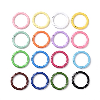 Spray Painted Alloy Spring Gate Rings, Round Ring, Mixed Color, 41x5mm, inner diameter: 31.5mm