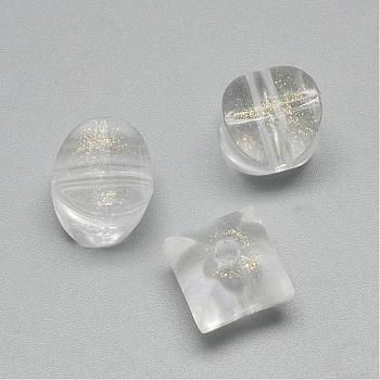 Transparent Acrylic Beads, with Glitter Powder, Clear, 12x12x12mm, Hole: 3mm, about 410pcs/500g
