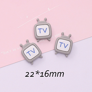 Opaque Resin Cabochons, Television, Dark Gray, 22x16mm