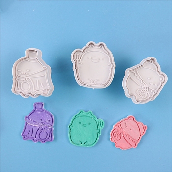 Food Grade Plastic Cookie Cutter Sets, Cookies Moulds, DIY Biscuit Baking Tool, for Halloween, WhiteSmoke, 66~72x58~64x53mm,  3pcs/set