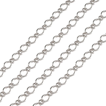 Iron Handmade Chains Figaro Chains Mother-Son Chains, Unwelded, Platinum Color, with Spool, Mother link: 3.5x6mm, Son link: 2.5x3mm, 0.6mm thick, 100m/roll