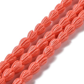 Synthetic Coral Beads Strands, Dyed, Flower, Salmon, 8~9x6.5~7.5x7~8mm, Hole: 0.7mm, about 45pcs/strand, 14.57''~14.76''(37~37.5cm)
