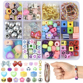 DIY Keychain Making Kits, including Acrylic & Plastic & Resin Beads, Alloy Swivel Lobster Claw Clasps and Nylon Chinese Knot Cord, Mixed Color, 2mm