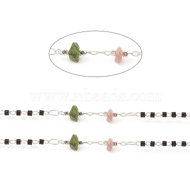 chaînes de perles de copeaux de pierres précieuses naturelles mélangées(CHC-M025-64P)-2