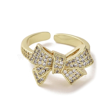 Brass Micro Pave Cubic Zirconia Open Cuff Ring(RJEW-K256-58B-G)-2