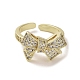 Brass Micro Pave Cubic Zirconia Open Cuff Ring(RJEW-K256-58B-G)-2