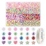 DIY Bracelet Making Kits, Mixed Color, Beads: 6~9x6~9.5x4~6mm, Hole: 1~2mm, 1290pcs/set(DIY-YW0016-20)