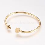 Brass Cuff Bangle, Real 18K Gold Plated, 2 inchx2-1/4 inch(51x57mm)(BJEW-P168-B30)