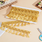 12M Filigree Polyester Lace Fringe Trim, Tassel Lace Ribbon, with Cardboard Display Card, Goldenrod, 2-1/8 inch(55mm)(OCOR-LP0002-08)