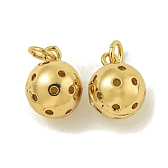 Rack Plating Brass Pendants, Lead Free & Cadmium Free, Long-Lasting Plated, with Jump Ring, Bell Charms, Real 18K Gold Plated, 12.5x10mm, Hole: 3.5mm(KK-U029-23G)