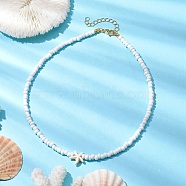 Synthetic Turquoise Necklaces, with Glass Seed Beads, Starfish, 15.35 inch(39cm)(NJEW-JN04773-01)