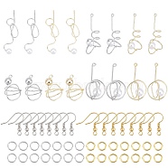 PandaHall Elite Wire Wrap Big Pendant Dangle Earring DIY Making Kit, Including Alloy Pendant, Brass Jump Ring & Earring Hook, Iron Jump Ring & Earring Hook, Golden & Stainless Steel Color, Pendants: 12pcs/set(DIY-PH0006-17)