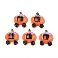 Autumn Theme Opaque Resin Cabochons Style, Pumpkin Cart, Coral, 27x23x8mm(CRES-N033-014)