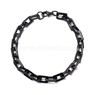 Vacuum Plating Rectangle 201 Stainless Steel Chain Bracelets, with Lobster Claw Clasps, Electrophoresis Black, 8-1/2 inch(215mm)(BJEW-N240-06EB)